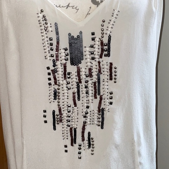 Gold Hawk Beaded Silk Tank Top, M. Like new condition. - Picture 4 of 11